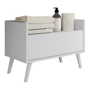 Imagem de Gabinete Balcão Banheiro 80 cm c/ Pés Retrô Multimóveis Branco