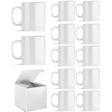 Imagem de ABBSH Canecas de sublimação, canecas de café brancas de sublimação Tazas para sublimação em branco 325 ml com caixa para café, sopa, chá, leite, latte, cacau quente conjunto de 12