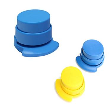 Imagem de AKOAK grampeador sem grampo, mini grampeador de papel com capacidade de 5 folhas, seguro para crianças, 1 peça, cor aleatória