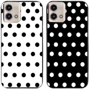 Imagem de 2 peças preto branco bolinhas impressas TPU gel silicone capa de telefone traseira para Motorola Moto todas as séries (Moto G Stylus 5G 2023)