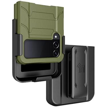 Imagem de Capa com clipe para Galaxy Z Flip 4 5G, Nakedcell Special Ops Tactical Capa robusta de camada dupla e coldre de cinto [giratório/catraca] para celular Samsung Z Flip4 (SM-F721U, 2022) - Verde oliva OD