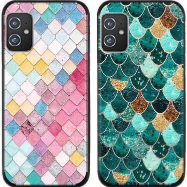 Imagem de 2 peças de capa de telefone traseira de silicone em gel TPU com escalas coloridas para Asus Zenfone 8/9/10 (Asus Zenfone 8)