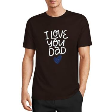 Imagem de CHAIKEN&CAPONE Camiseta moderna para pai, masculina, gola drapeada, manga curta, algodão, Estilo marrom-escuro, 4G