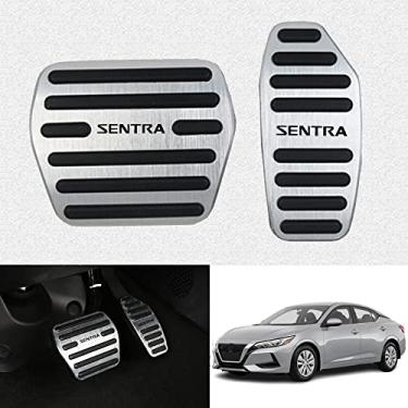 Imagem de Kakash Acessórios interiores personalizados para Nissan Sentra 2020 2021 2022 liga de alumínio capas de pedal acelerador a gás, antiderrapante sem perfuração pastilhas de pedal de freio 2
