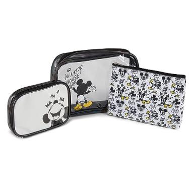 Imagem de Conjunto de estojo cosmético Mickey Mouse - Estojo de cosméticos de viagem oficialmente licenciado Mickey e Minnie Mouse conjunto de 3 peças - meninas, meninos, adolescentes, adultos, Mickey preto
