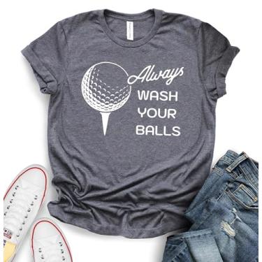 Imagem de ROKO CLOTHING Camiseta de golfe - estampa engraçada de pai e mãe - macia e confortável durável - presente ideal para amantes de golfe e pais, Cinza escuro mesclado, P