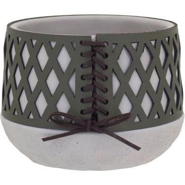 Imagem de Vaso Decorativo Enfeite Casa Cimento 14x10x10cm Verde Cachepô