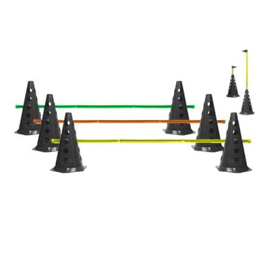 Imagem de Kit 8 Cones Furado C/Barreira Funcional Black Agilidade