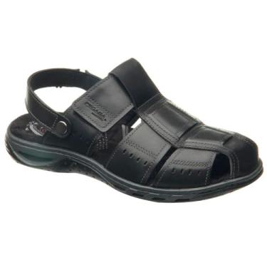 Imagem de Sandália Masculina Papete Amortech Couro Preto Pegada 131669-06