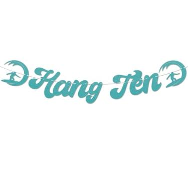 Imagem de Faixa Hang Ten - Decorações de festa de aniversário de surfe, pêssego, surf, praia, 10º aniversário, decorações de festa de aniversário, brilho azul