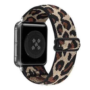 Imagem de Pulseira de nylon ajustável elástica Solo Loop compatível com Apple Watch elástico 42 mm 44 mm iWatch Series SE/6/5/4/3/2/1 (cinza claro com capa transparente série 6/5/4, 42 mm/44 mm)