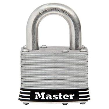 Imagem de Cadeado laminado de aço inoxidável MASTERLOCK CO 5SSKADHC, 5 cm, 5SSTHC, Pacote com 2, Stainless Steel, 1-Inch Shackle