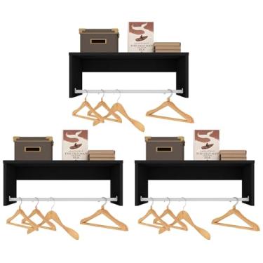 Imagem de Kit 3 Nichos Cabideiros Suspensos Berlim Preto - Lumil Móveis