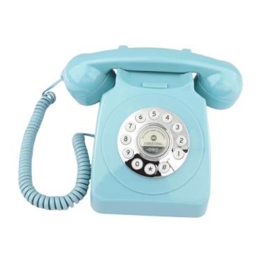 Imagem de Esquirla Livro de visitas de áudio Telefone de mesa Modelo de telefone Gravar mensagens Design vintage clássico Gravador de telefone para ação de Graças, Azul