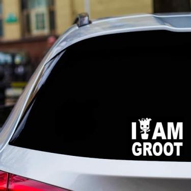 Imagem de H-Tradings I Am Groot White 4 polegadas Aproximadamente Carros Paredes Capacetes Ferramentas Laptop Die-Cut Vinil Adesivos Decalques Vans SUV Caminhões Windows Bumper