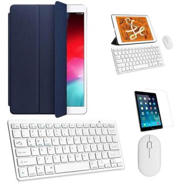 Imagem de Kit Capa Smart Case Azul Escuro / Teclado e Mouse branco e Película pa
