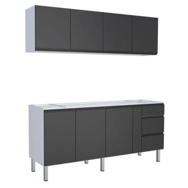 Imagem de Conjunto Armário Aéreo E Gabinete Para Pia Flores Branco