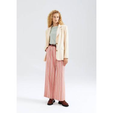 Imagem de Calça Pantalona Hering Listrada Em Alfaiataria Com Linho Feminina-Feminino