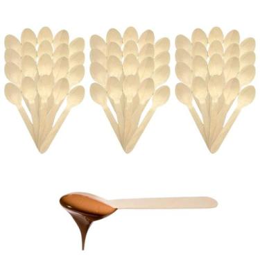 Imagem de Kit 60 Colher Madeira Descartável para Festas Sobremesas - Fx
