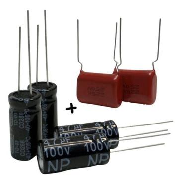 Imagem de Kit 4 Capacitor Bipolar 47uf 100v Driver Corneta + 2 Capacitor Poliést