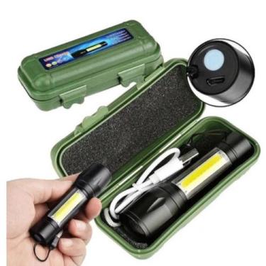 Imagem de Mini Lanterna Tática Com Led e Zoom Recarregável Usb Lanterna De Mão -