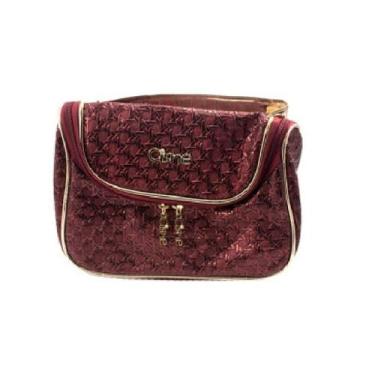Imagem de Necessaire Bolsa Com Alça para Cosméticos Cisne - Ruby's, Vinho