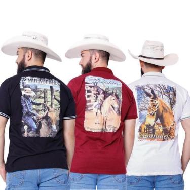 Imagem de Kit 3 Camisetas Muladeiros Masculinas Country Gola Polo - Jopper Bulls