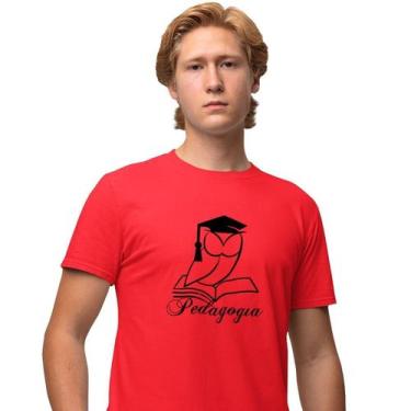 Imagem de Camisa Camiseta Masculina Estampada Pedagogia Coruja 100% Algodão Fio 