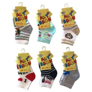 Imagem de Kit c/ 6 Meia Recém Nascido 0 a 3 meses Menino Artbrun, 0 a 3 Meses