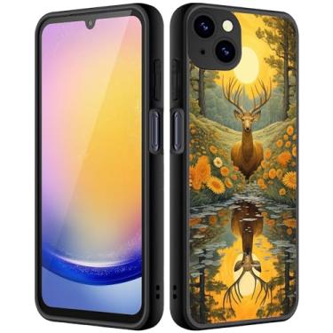 Imagem de ZHUHEHEAH Capa para iPhone 15 Plus, capa protetora ultrafina de silicone líquido antiderrapante elegante, adequada para iPhone 15 Plus de 6,7 polegadas 2023, alce da floresta