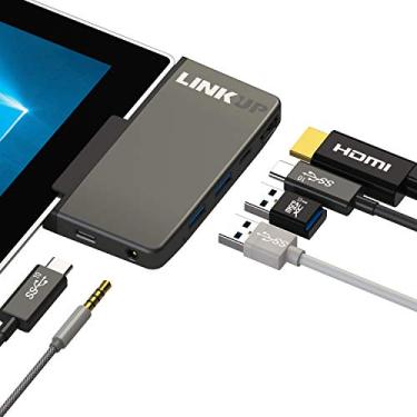 Imagem de LINKUP - Estação de ancoragem compatível com Microsoft Surface GO, entrada de áudio HDMI USB C | Hub de expansão 6 em 1 | HDMI 4K USB-C 3.1 USB-A 3.0 3,5 mm | Compatível com plugue de alimentação de superfície original