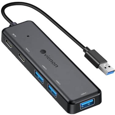 Imagem de VIENON Hub USB 3.0 5 em 1, extensor USB com portas de alimentação e dados USB C, divisor USB, hub de porta USB para laptop/PC, base USB multiportas para MacBook, Mac Pro, Mac Mini, iMac, Surface Pro,