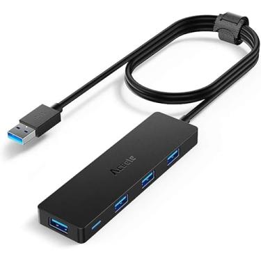 Imagem de Dissipador de Hub USB Ultra Slim 3.0 com 4 portas com cabo de extensão de 1,2 m, expansor multiporta para computador desktop PC, PS4, laptop, MacBook, Surface Pro, iMac, Mac Mini, Flash Drive, Mobile HDD
