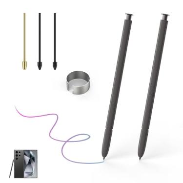 Imagem de Pacote com 2 canetas de substituição para Galaxy S24 Ultra Stylus para Samsung Galaxy S24 Ultra 5G S, caneta Galaxy S24 Ultra S sem Bluetooth + pinça + pontas de metal (cinza escuro)