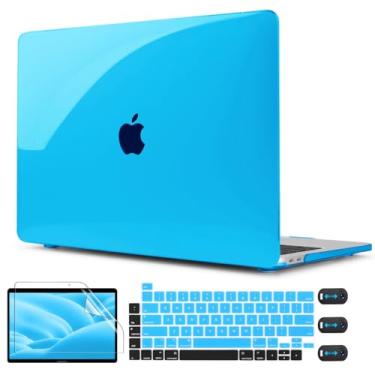 Imagem de CISSOOK Capa para laptop para MacBook Pro 13 polegadas versão 2025-2016 modelo A2338 A2251 A2289, capa rígida com capa de teclado e protetor de tela para MacBook Pro 13 polegadas M1 M2 - azul celeste