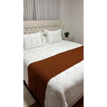 Imagem de Peseira Manta Trança Tricot Cama Queen 230x60cm Madrid - Calu Tricot, 