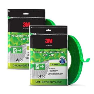 Imagem de Kit 2 fita dupla face 3m vhb 4910 transparente 19mm x 20m