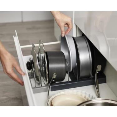 Imagem de Suporte organizador de cozinha -Multiuso escorredor de Tampa e Panela 