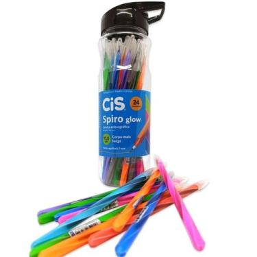 Imagem de Potes Com 24 Canetas Glow Coloridas Esferográfica Sortida - Cis, REF52