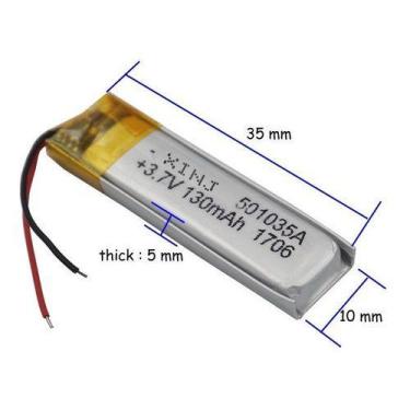 Imagem de (1pc)bateria 2 Fios 501035 C/ 130 Mah 3,7v  5mm X 10mm X 35m - KMIG