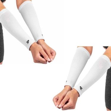 Imagem de Kit 2 Manguitos Vôlei Curto Proteção Power Poker Par, Branco, Branco
