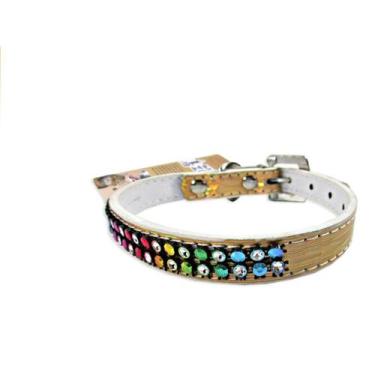 Imagem de Coleira de Strass colorida em castanho para cachorros pequenos - Miste