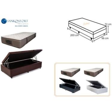 Imagem de Conjunto Cama Baú Solteiro King Americano +  Colchão Sankonfort Tranqu