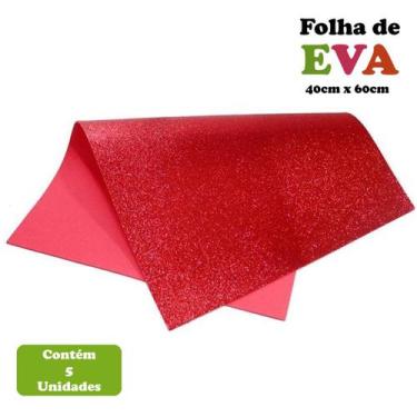 Imagem de Pacote Eva Emborrachado 5 Unidades C/ Glitter 40x60cm - LeoArts, Verme