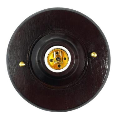 Imagem de Plafonier De Madeira C/ Bocal De Cerâmica Plafon Decorativo Luminária 