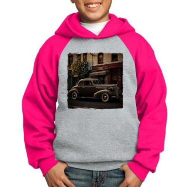 Imagem de Moletom Infantil Carro antigo na cidade - Foca na Moda, Cinza, Rosa, 8