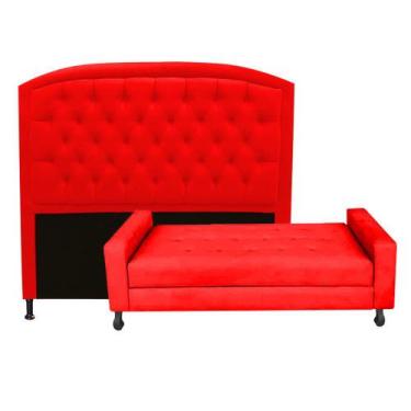 Imagem de Kit Félix com Cabeceira Geovana 1,40 cm Casal Baú Quarto Sala Suede Ve