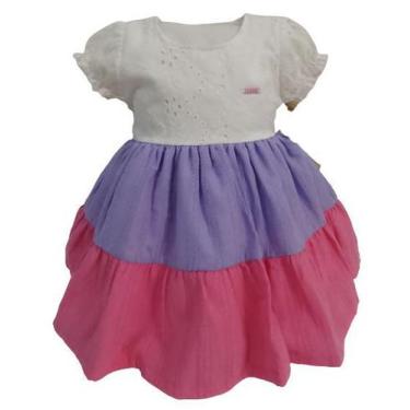 Imagem de Vestido Luxo Bebê Menina Verão Lessa Kids Enxoval Rf 8033, Lilás, M ( 