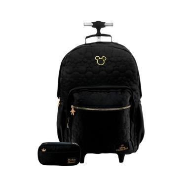 Imagem de Kit Escolar Mochila Rodas+Estojo Duplo Mickey Teen Preto