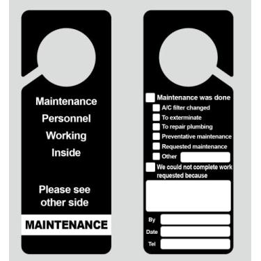 Imagem de 24 x 9,5 cm, pacote com 50 etiquetas pretas de suporte de porta para gerenciamento de propriedade, aluguel de apartamentos para porta